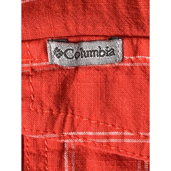 Columbia Womens XL Orange White Stripe Sleeveless Button Up Outdoor Shirt Cotton - Picture 3 of 8